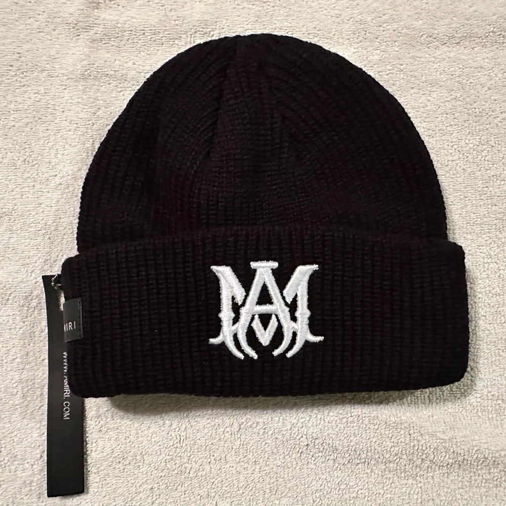 Amiri Black & White M.A Logo Beanie Embroidered - new with tags